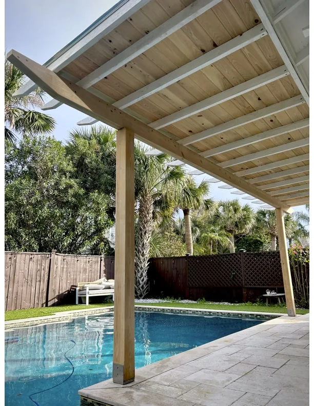 Covered outdoor living project by Cypress Building Group